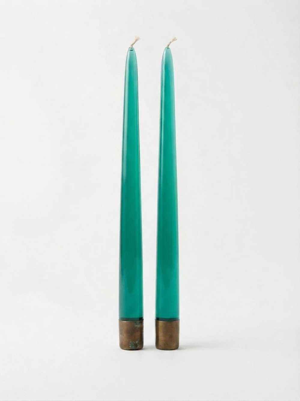 Vintage MCM Teal Green Lucite Acrylic Taper Candlesticks Pair